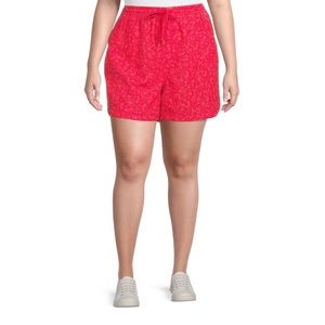🆕Terra & Sky Women's Plus Size Pull-On Drawstring Linen Shorts Sz: 4X (28W-30W)